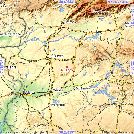 Topographic map of Ruanes