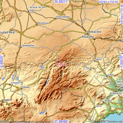 Topographic map of Riópar