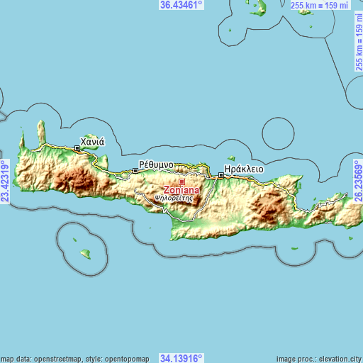 Topographic map of Zonianá