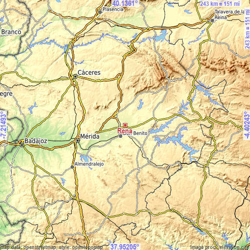 Topographic map of Rena