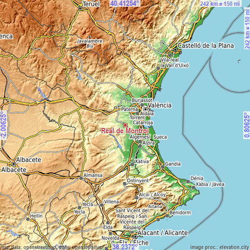 Topographic map of Real de Montroi