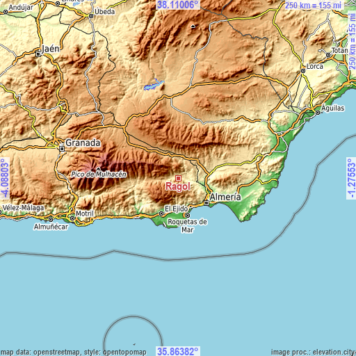 Topographic map of Rágol