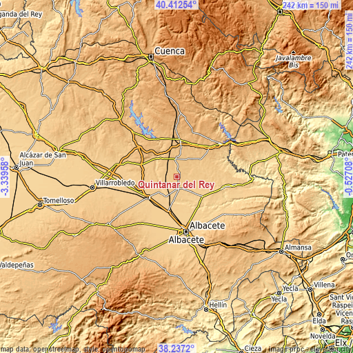 Topographic map of Quintanar del Rey