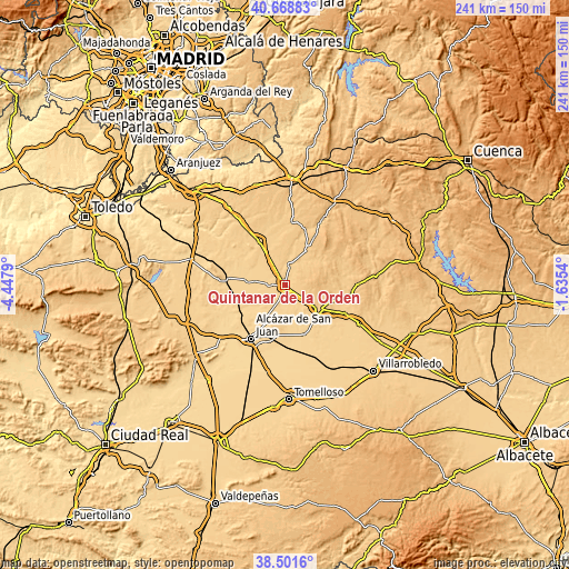 Topographic map of Quintanar de la Orden