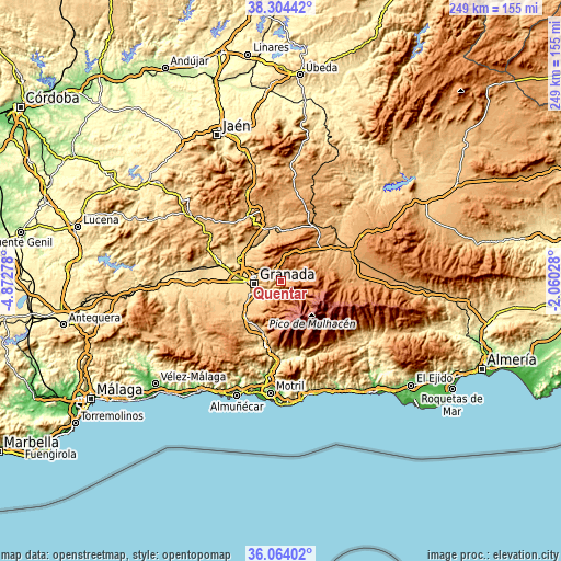 Topographic map of Quéntar