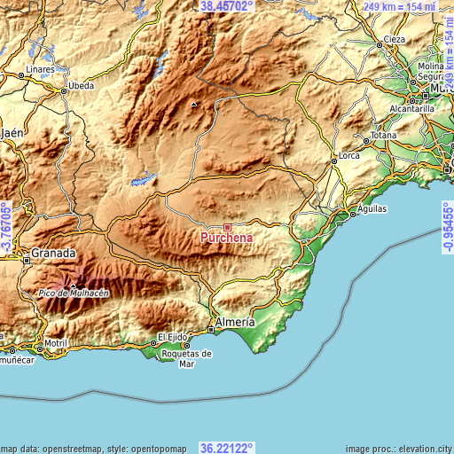 Topographic map of Purchena