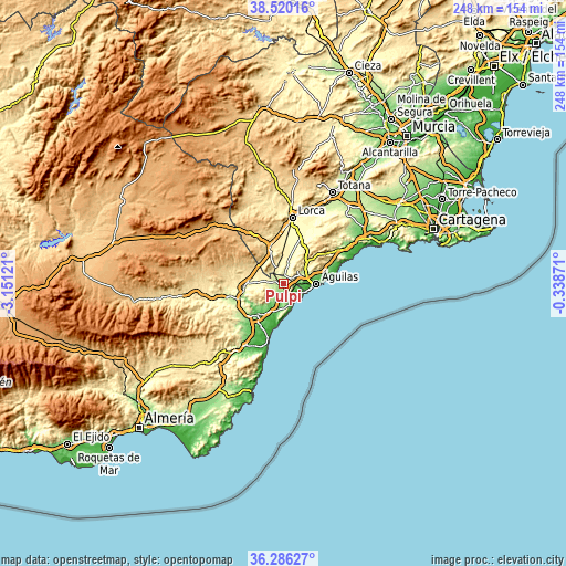 Topographic map of Pulpí