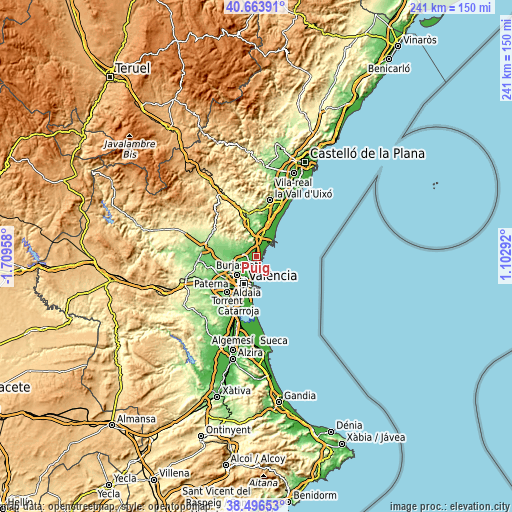 Topographic map of Puig