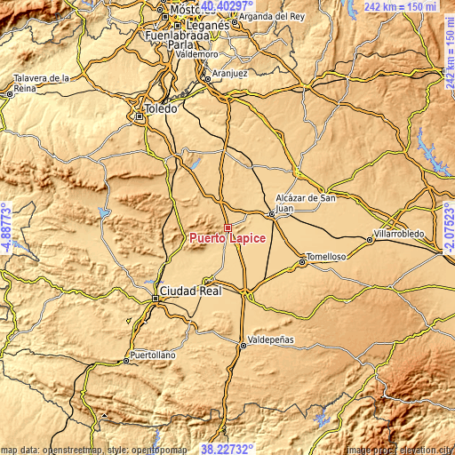 Topographic map of Puerto Lápice