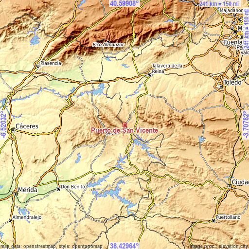 Topographic map of Puerto de San Vicente