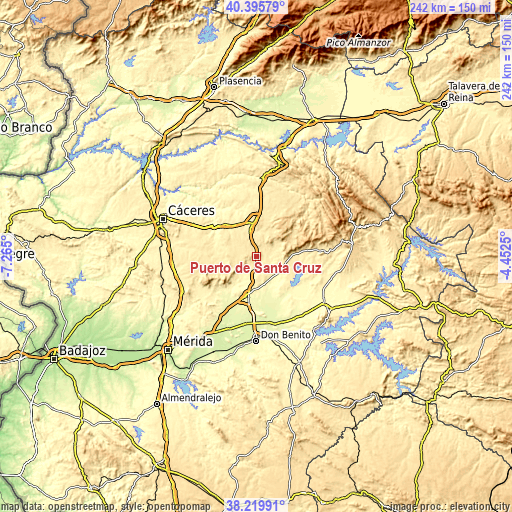 Topographic map of Puerto de Santa Cruz