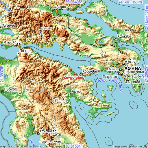 Topographic map of Zevgolateió