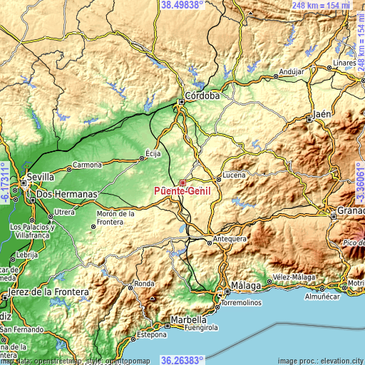 Topographic map of Puente-Genil