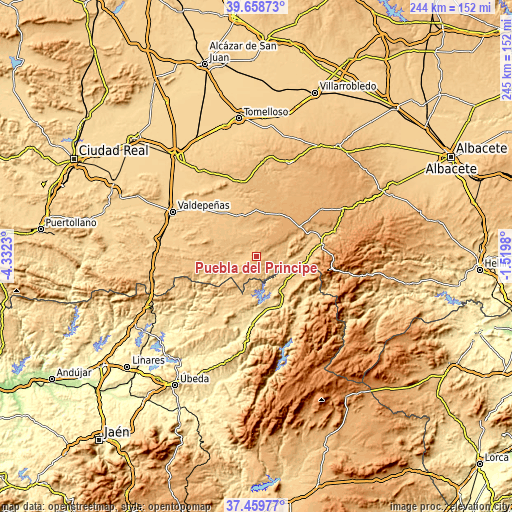 Topographic map of Puebla del Príncipe