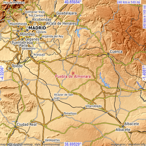 Topographic map of Puebla de Almenara