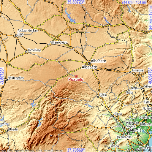 Topographic map of Pozuelo