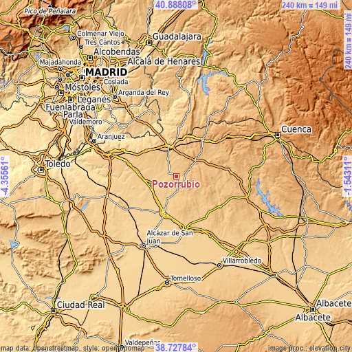 Topographic map of Pozorrubio