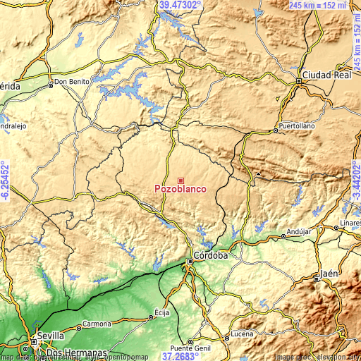 Topographic map of Pozoblanco