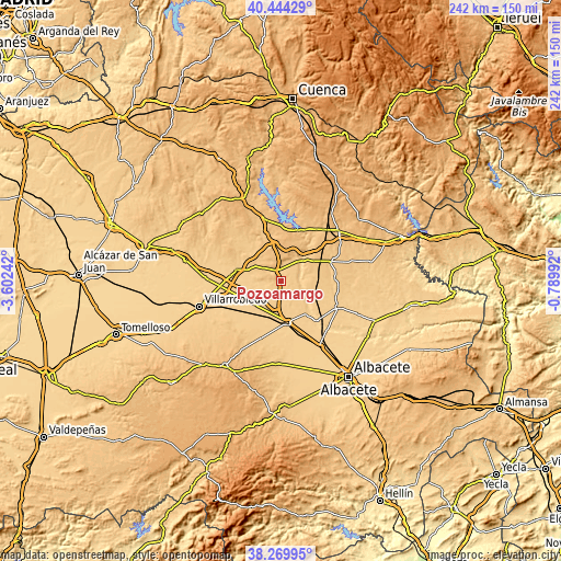 Topographic map of Pozoamargo