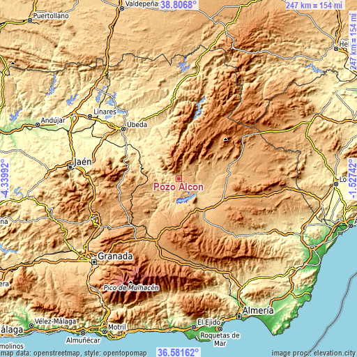 Topographic map of Pozo Alcón