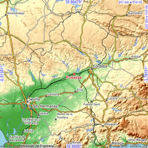 Topographic map of Posadas