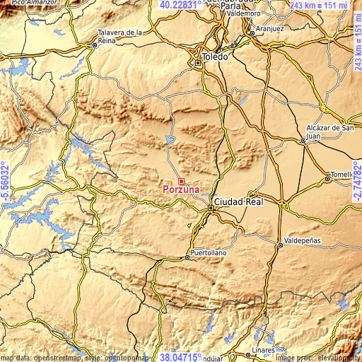 Topographic map of Porzuna