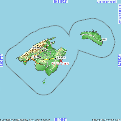 Topographic map of Porto Cristo