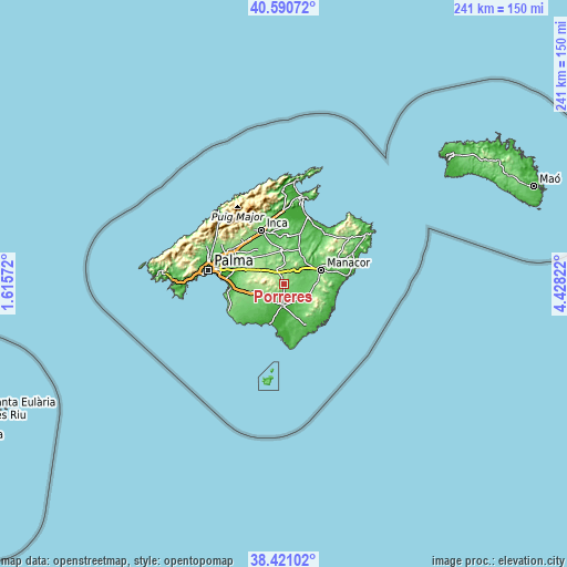 Topographic map of Porreres