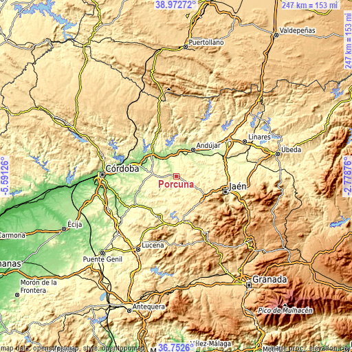 Topographic map of Porcuna