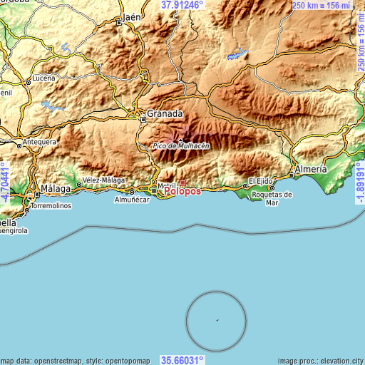 Topographic map of Polopos