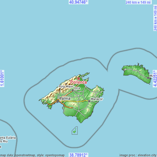 Topographic map of Pollença