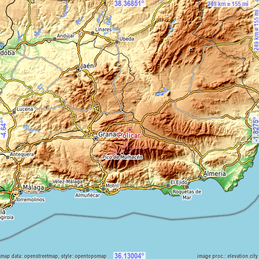 Topographic map of Polícar