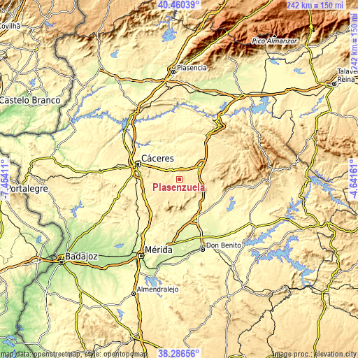 Topographic map of Plasenzuela
