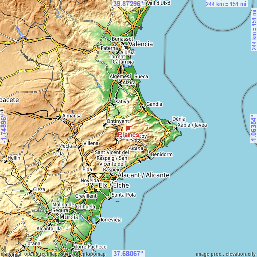 Topographic map of Planes