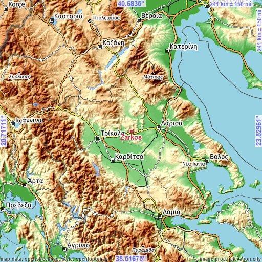 Topographic map of Zárkos