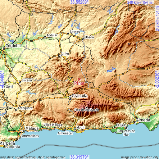 Topographic map of Piñar