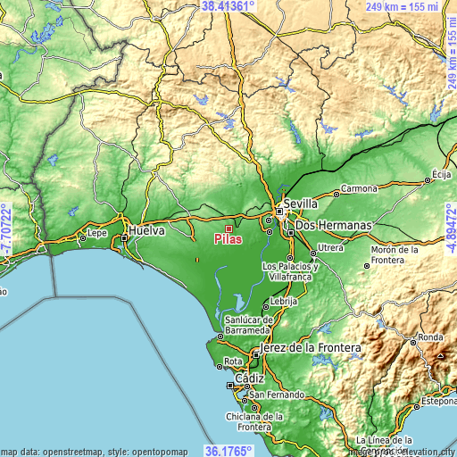 Topographic map of Pilas