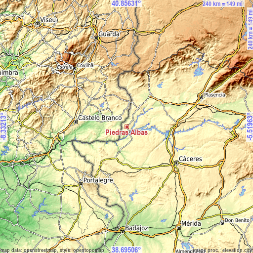 Topographic map of Piedras Albas