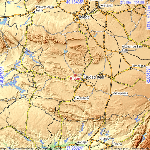 Topographic map of Picón