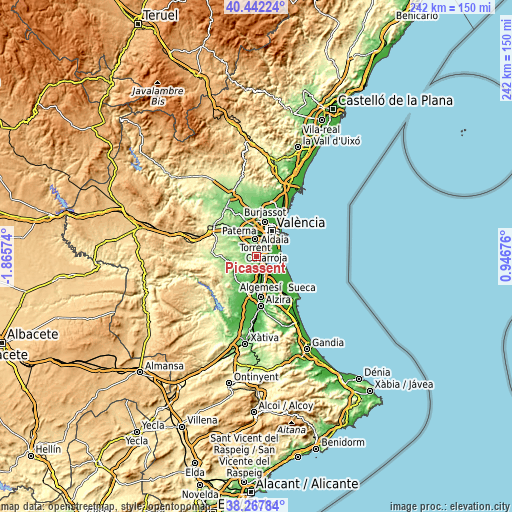 Topographic map of Picassent