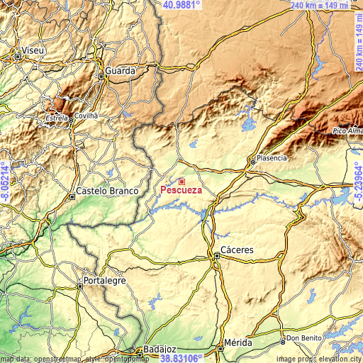 Topographic map of Pescueza