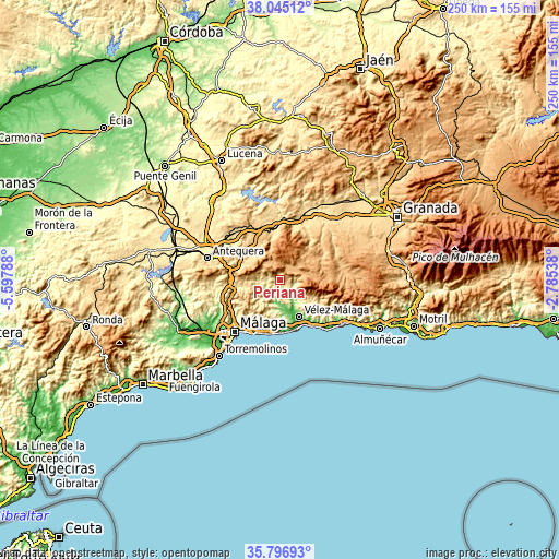 Topographic map of Periana