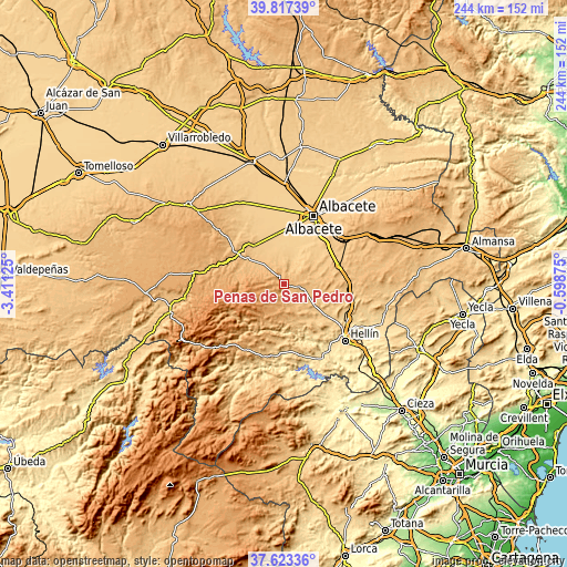 Topographic map of Peñas de San Pedro