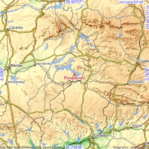 Topographic map of Peñalsordo