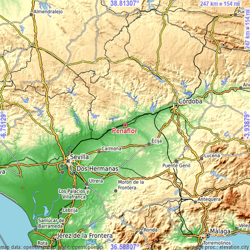 Topographic map of Peñaflor