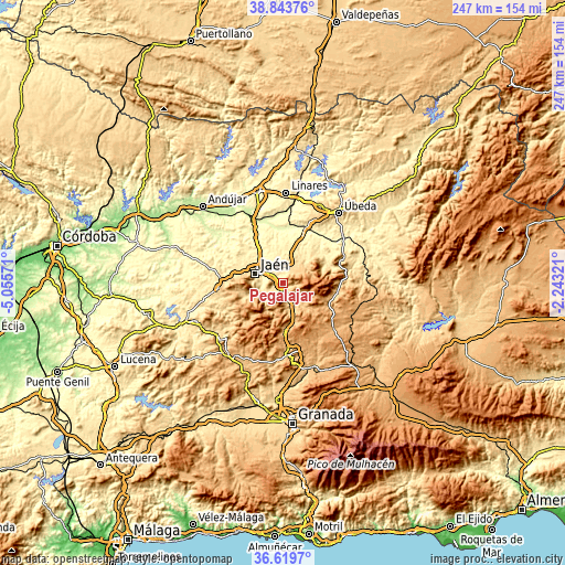 Topographic map of Pegalajar