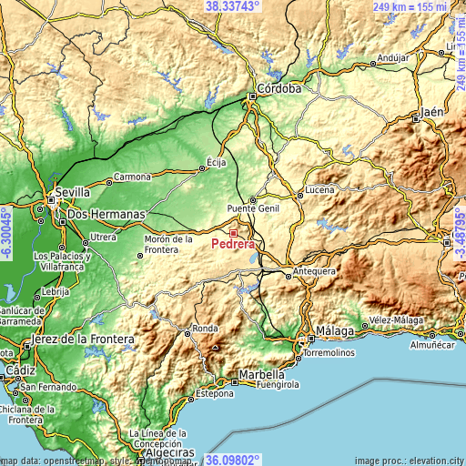 Topographic map of Pedrera