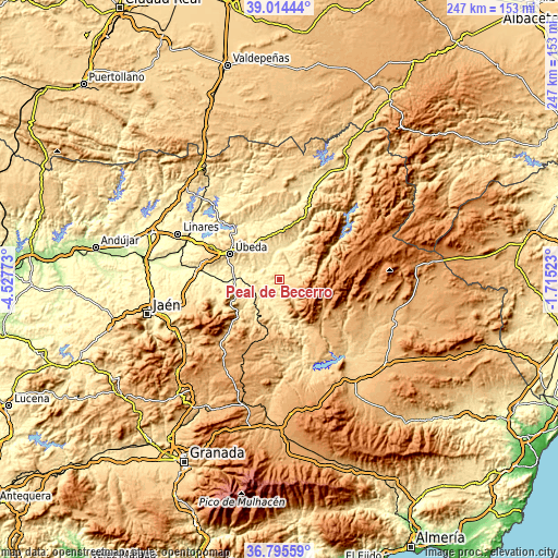 Topographic map of Peal de Becerro