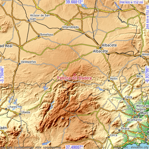 Topographic map of Paterna del Madera