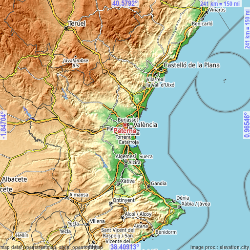 Topographic map of Paterna